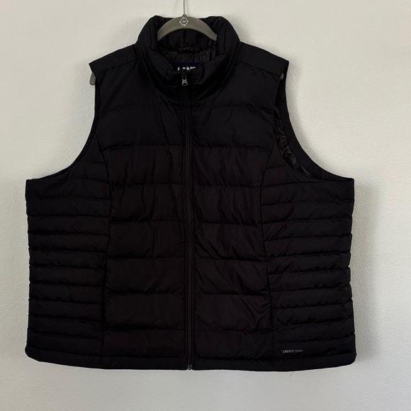Lands' End Women's Black Quilted Down Puffer Vest - Picture 1 of 9